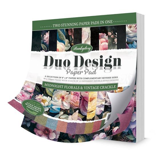 Duo Design Paper Pads - Midnight Florals & Vintage Crackle