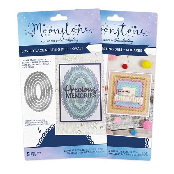 Moonstone Dies - Lovely Lace Nesting Ovals & Squares Multibuy