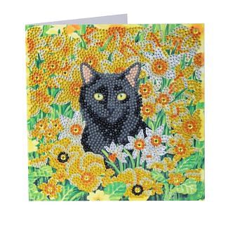 Crystal Art Card Kit - Cat Amongst the Flowers