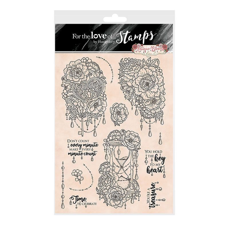 For the Love of Stamps A4 Stamp Set Antique Blooms Edge It