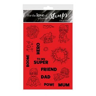 For the Love of Stamps - I Need A Hero A6 Stamp Set