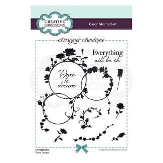 Creative Expressions Designer Boutique Collection Rose Loops A6 Clear Stamp Set