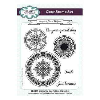 Creative Expressions Jamie Rodgers Circles Tea Bag Folding 8" x 6" Clear Stamp Set