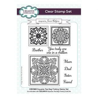 Creative Expressions Jamie Rodgers Squares Tea Bag Folding 8" x 6" Clear Stamp Set