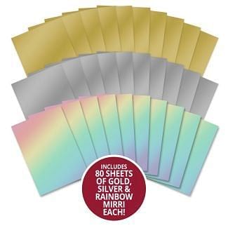 Mirri Card Megabuy - Gold, Silver & Rainbow - 80 sheets of each
