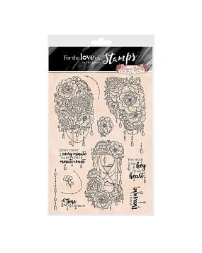 For the Love of Stamps A4 Stamp Set - Antique Blooms Edge It