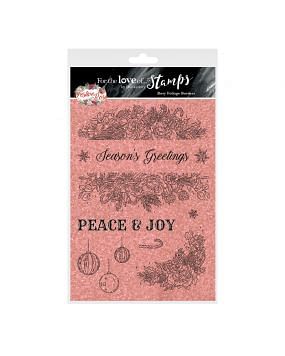 For the Love of Stamps - Rosy Foliage Border A5 Stamp Set