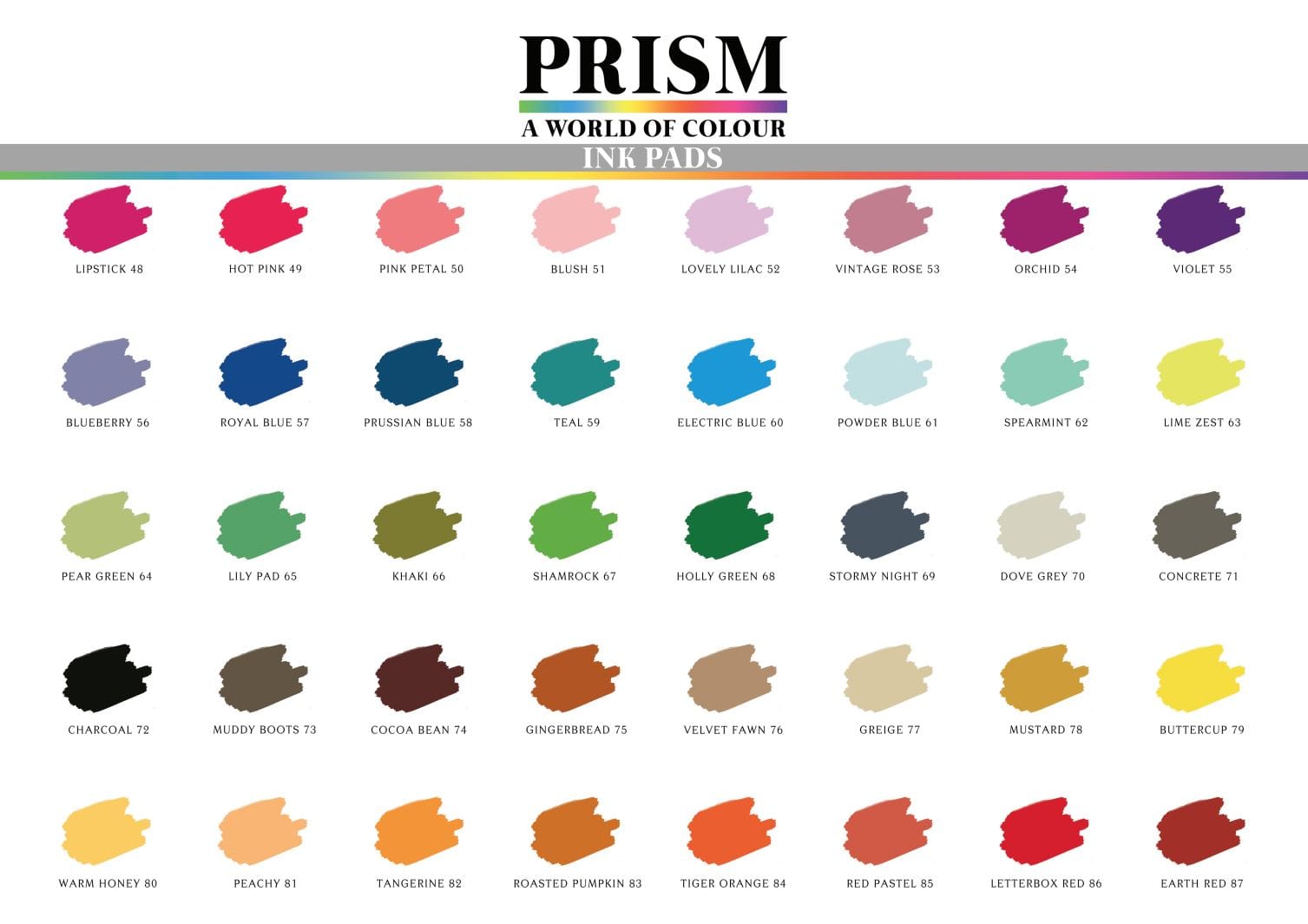 Download the Newest Prism Ink Pad Swatch Charts | Hunkydory Crafts